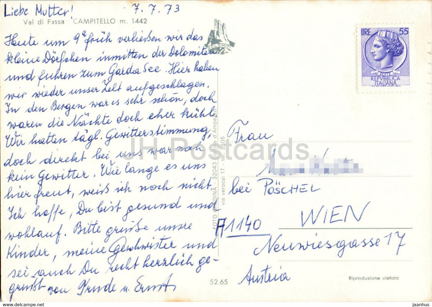 Campitello – Val di Fassa 1442 m – 1973 – Italien – gebraucht