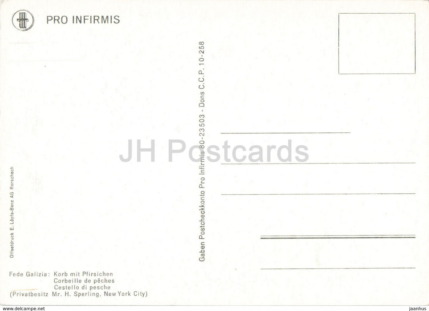 painting by Fede Galizia - Korb mit Pfirsichen - peach - Italian art - Germany - unused