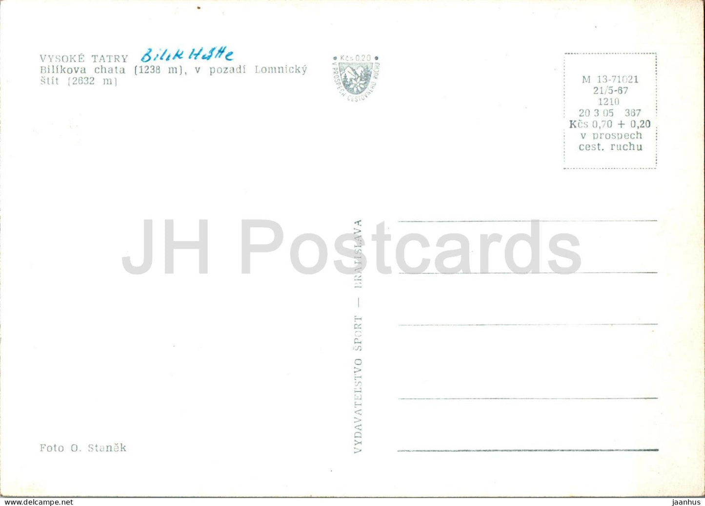 Vysoke Tatry - Bilikova chata v pozadi Lomnicky Stit - cottage - Slovakia - Czechoslovakia - used