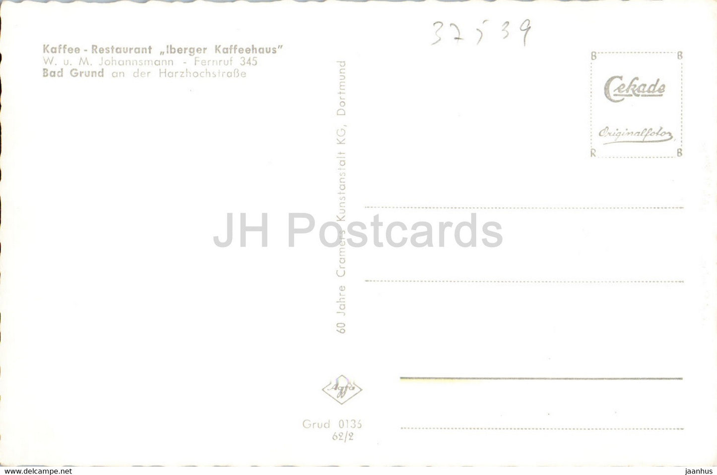 Gruss aus Bad Grund im Oberharz - Kurhaus - Iberger Kaffeehaus - Luftbild - deer - old postcard - Germany - unused