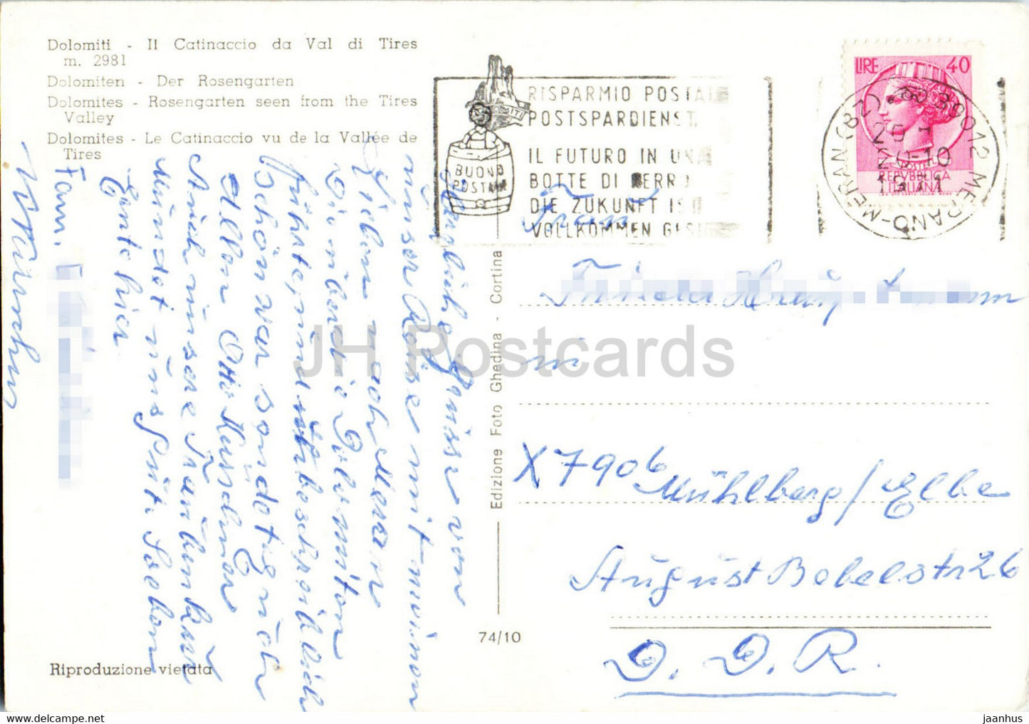 Dolomiti - Il Catinaccio da Val di Tires - Rosengarten - 1971 - Italy - used