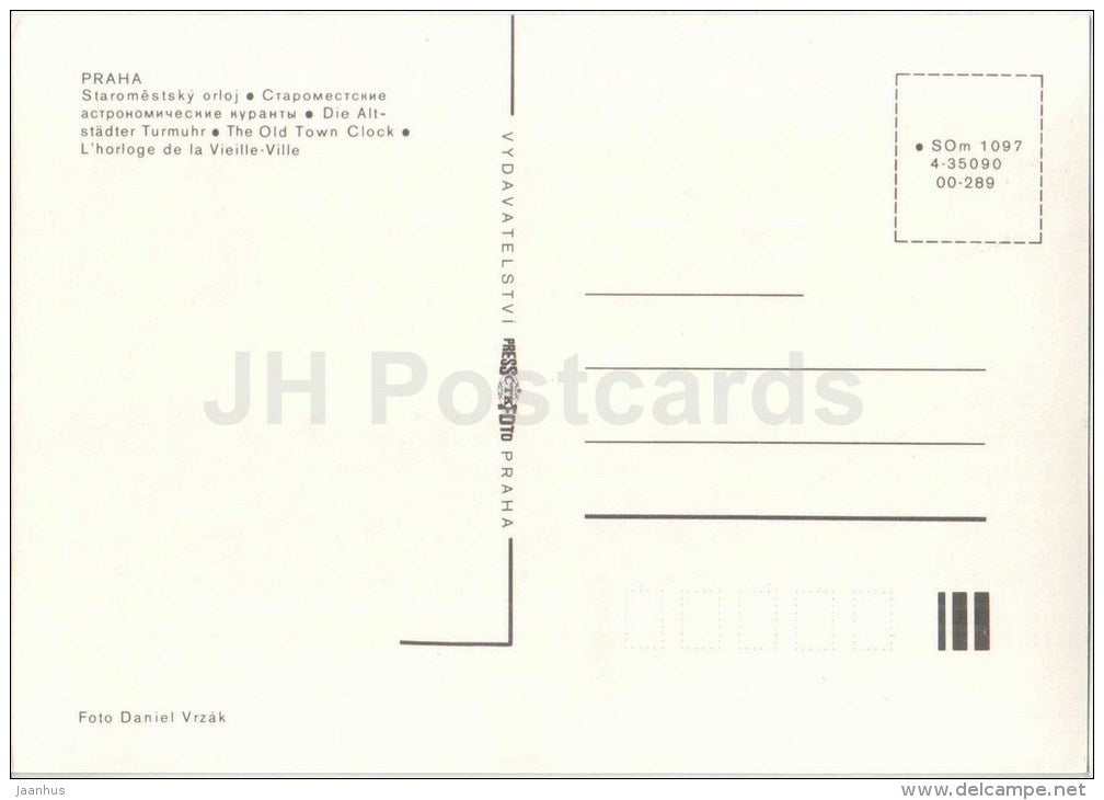 The Old Town Clock - Praha - Prague - Czechoslovakia - Czech - unused - JH Postcards
