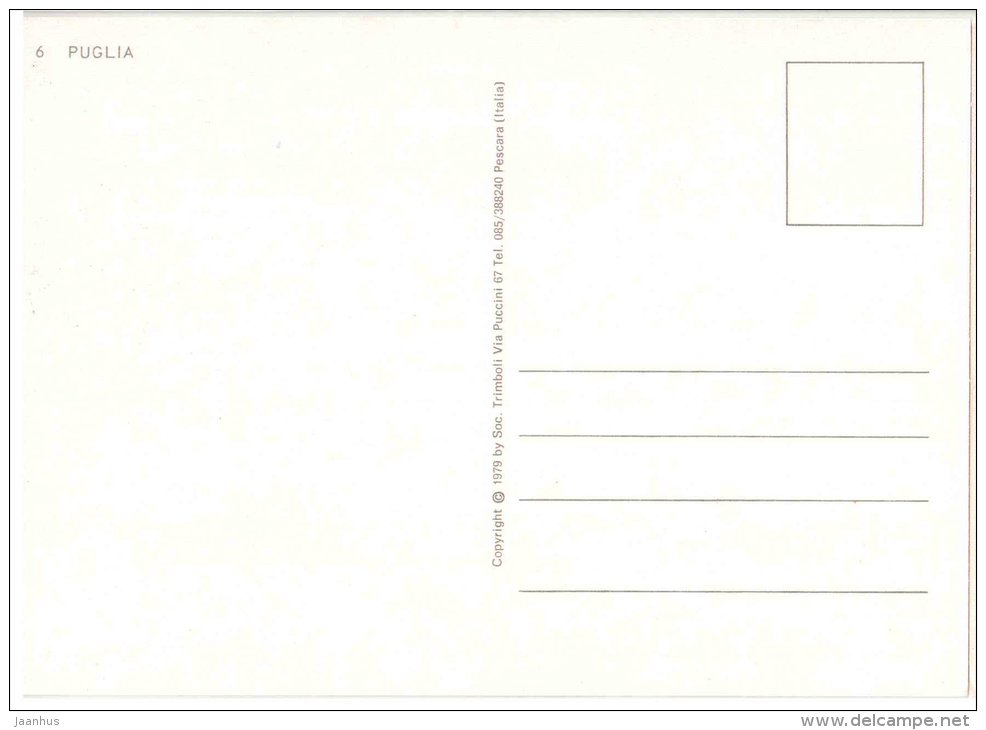 Palignano Mare - Altamura - Bari - Alberobella - Conversano - Noci - Puglia - column - 6 - Italia - Italy - unused - JH Postcards