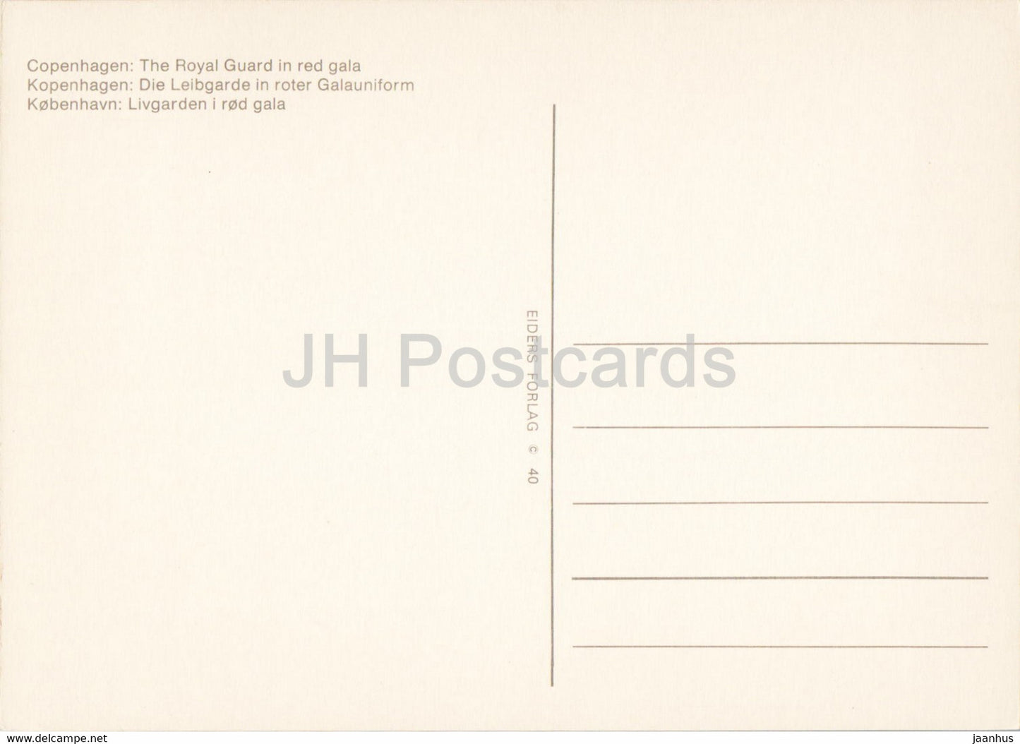 Copenhagen - The Royal Guard in Red Gala - Denmark - unused