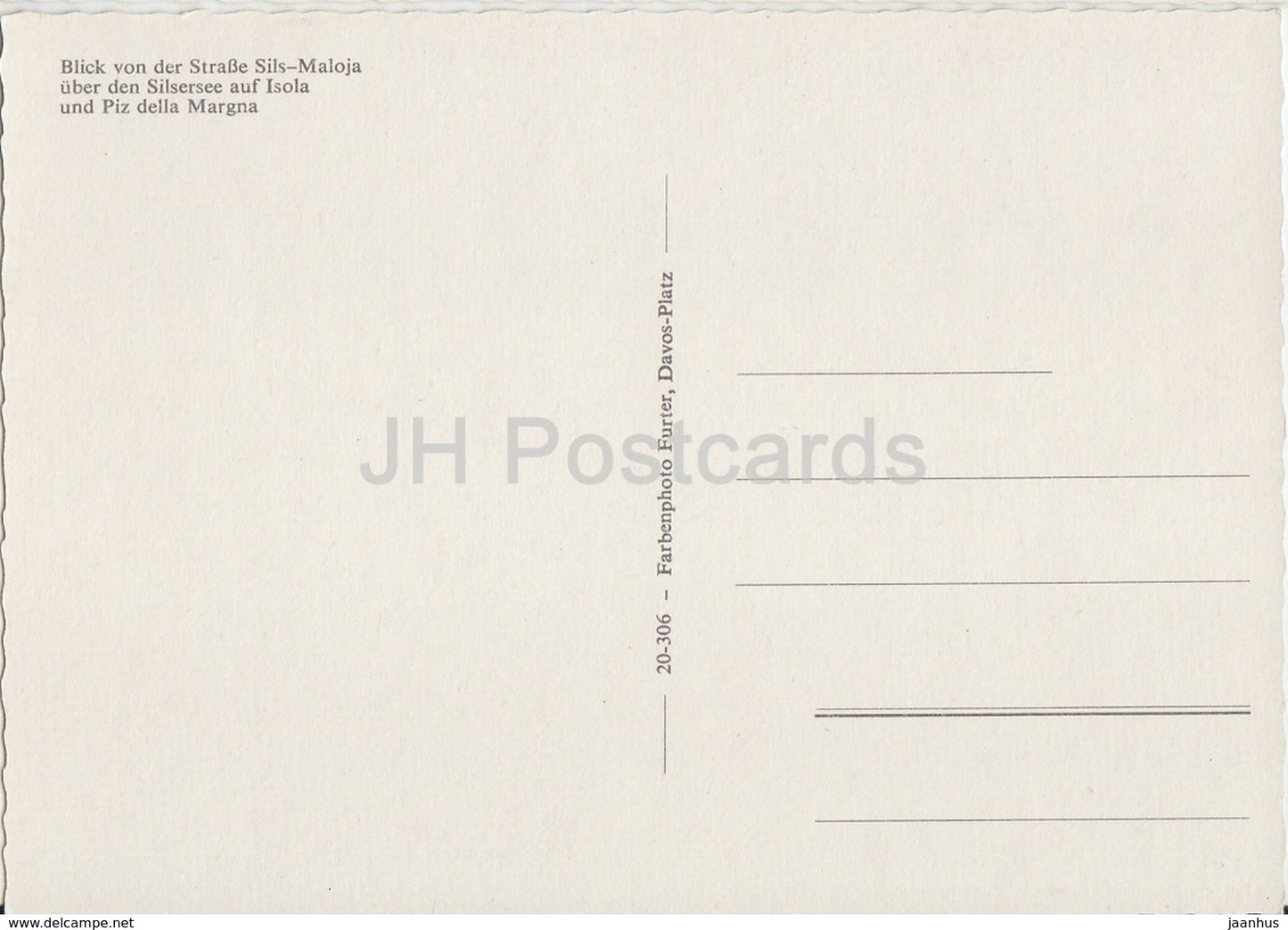 Blick von der Strasse Sils Maloja - Silsersee - Piz della Margna - Switzerland - unused