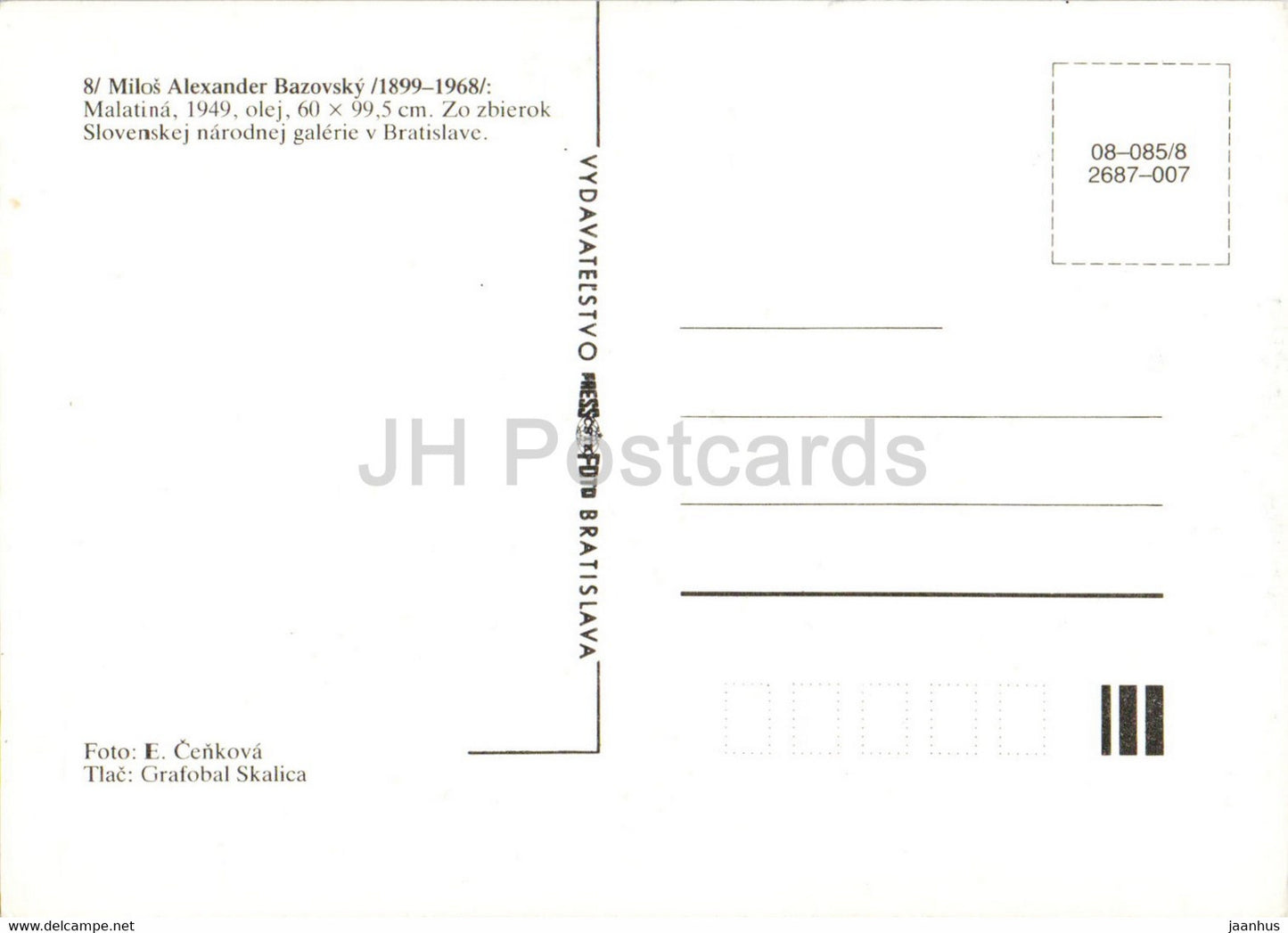 painting by Milos Bazovsky - Malatina - Slovakian art - 1960 - Slovakia - unused