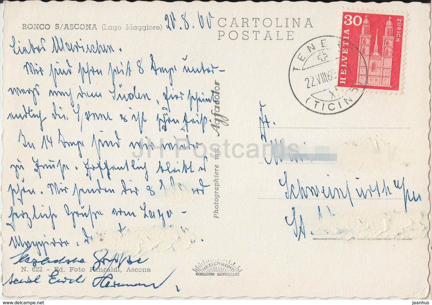Ronco S/Ascona - Lago Maggiore - lac - 622 - Suisse - 1960 - occasion