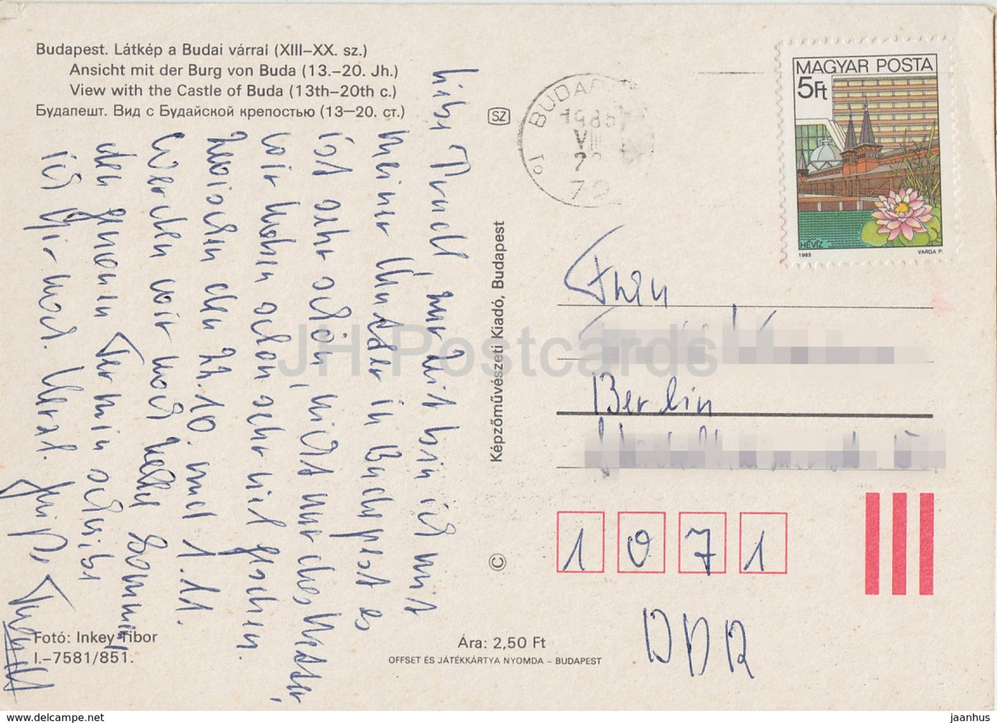 Budapest - Ansicht mit der Budaer Burg - 1985 - Ungarn - gebraucht