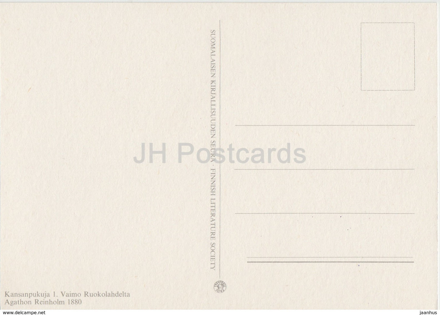 Ruokolahti Woman - Agathon Reinholm - Finnish folk costumes - reproduction - Finland - unused - JH Postcards