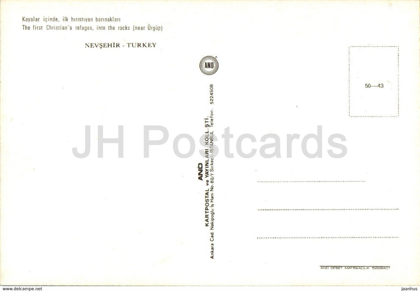 Nevsehir - The first Christian's Refuges into the rocks near Urgup - 50-43 - Turkey - unused