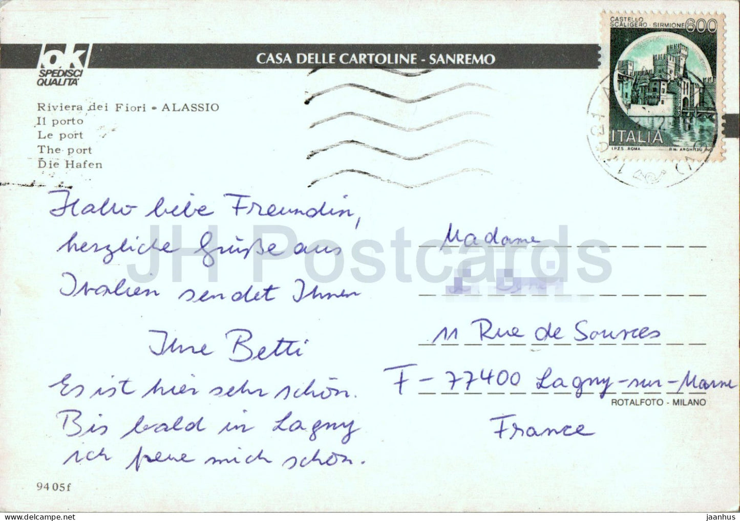 Alassio - Riviera dei Fiori - Il Porto - Hafen - Segelboot - 9405 - 1992 - Italien - gebraucht