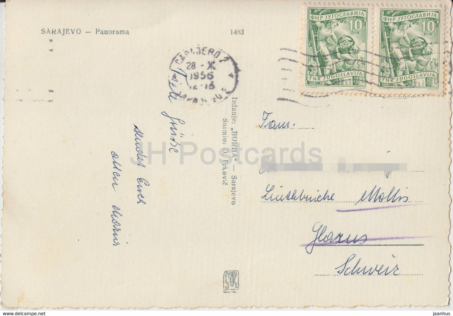 Sarajevo - panorama - 1483 - old postcard - 1956 - Yugoslavia - Bosnia and Herzegovina - unused