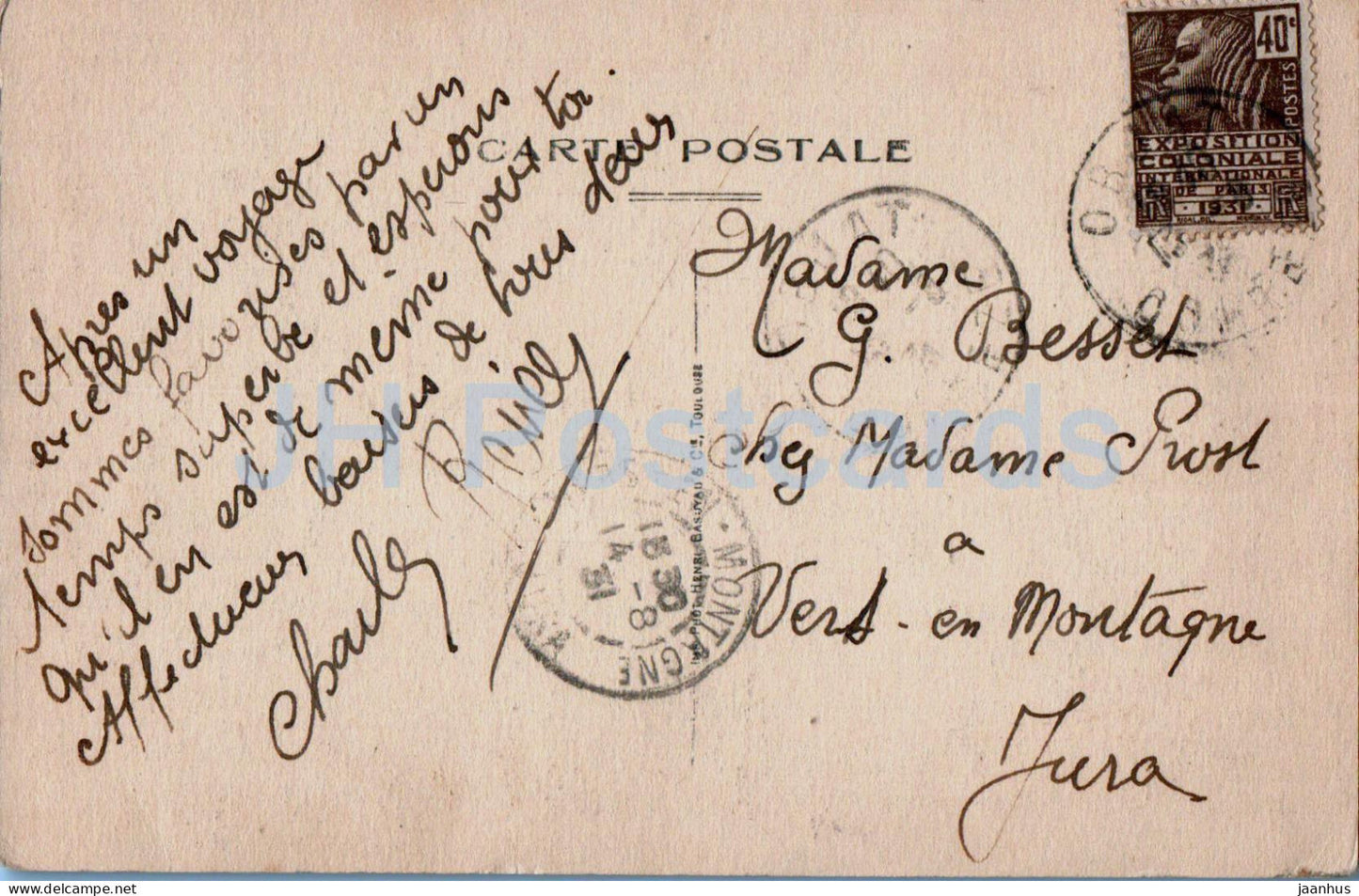 Objat - Une vue sur la Loyre - carte postale ancienne - 1932 - France - occasion