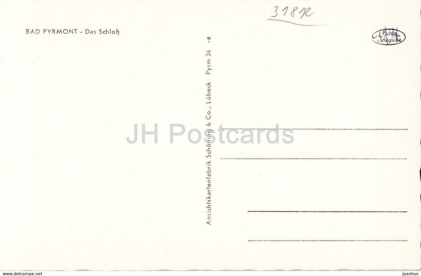 Bad Pyrmont - Das Schloss - château - carte postale ancienne - Allemagne - inutilisé