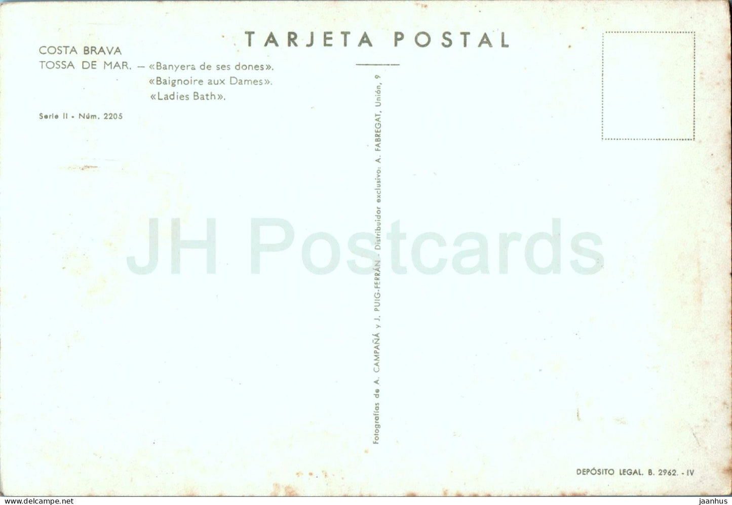 Costa Brava - Tossa de Mar - Banyera de ses dones - Ladies Bath - bateau - 2205 - Espagne - inutilisé