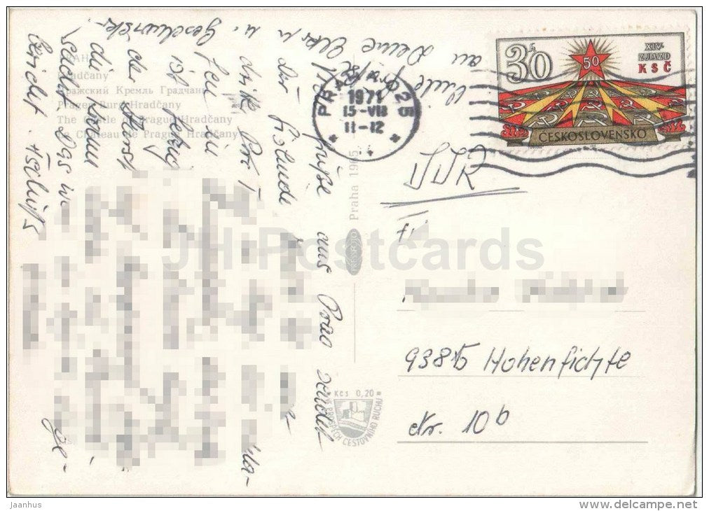 The Castle of Prague Hradcany - Praha - Prague - Czechoslovakia - Czech - used 1965 - JH Postcards