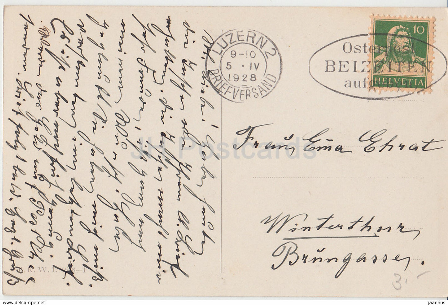 Easter Greeting Card - Frohliche Ostern - sheep - Reitschlager - old postcard - 1928 - Germany - used