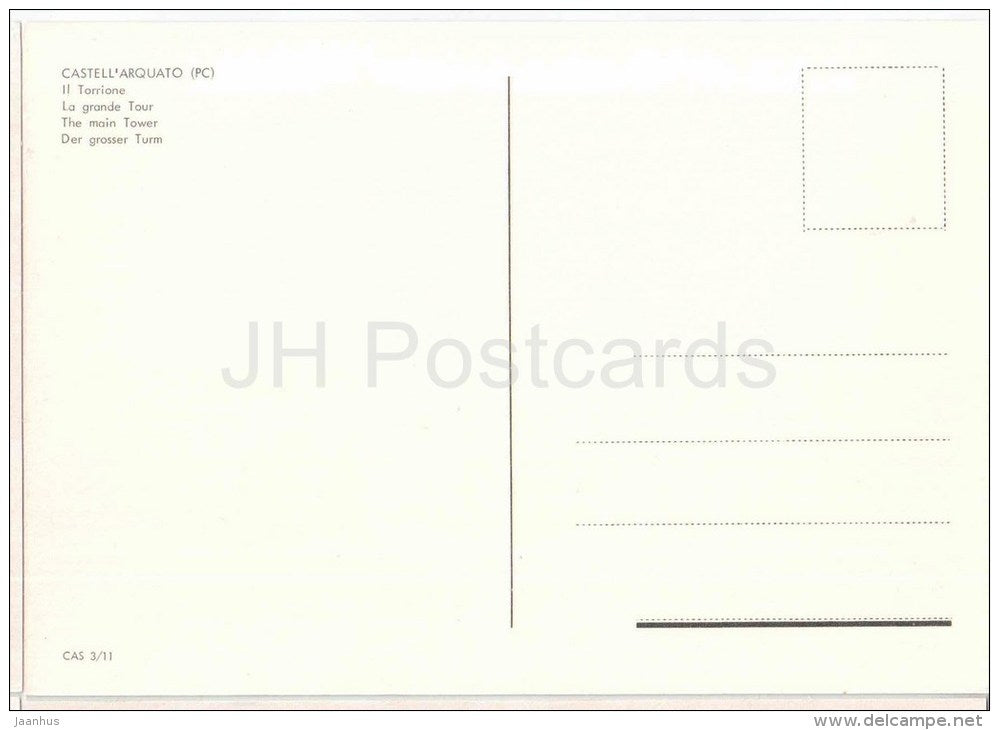 Il Torrione - tower - Castell`Arquato - Piacenza - Emilia-Romagna - CAS 3/11 - Italia - Italy - unused - JH Postcards