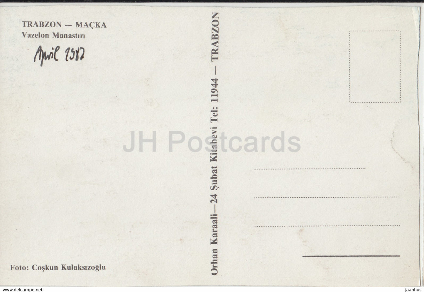 Trabzon - Macka - Monastère de Vazelon - 1987 - Turquie - occasion