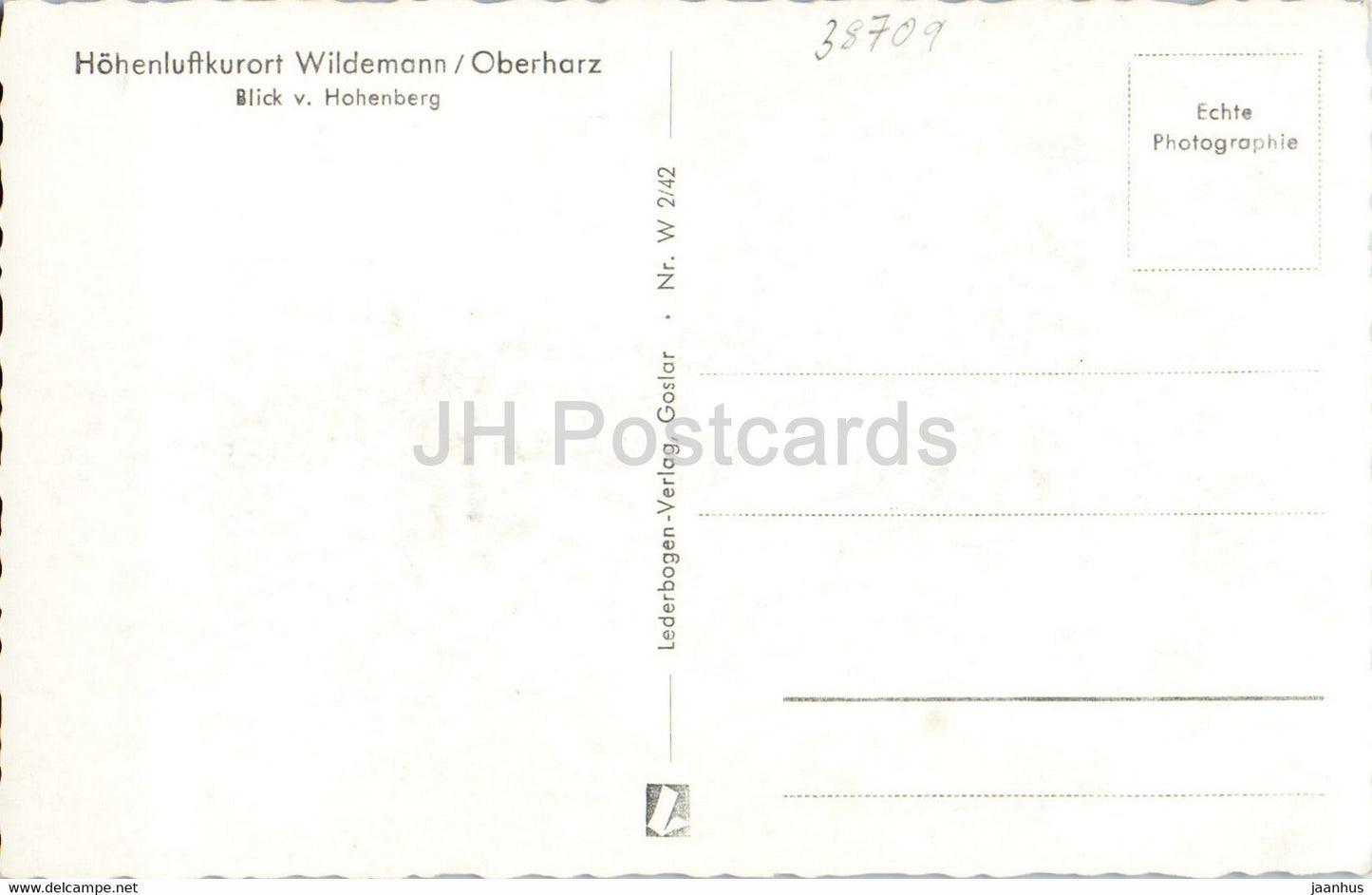 Hohenluftkurort Wildemann - Oberharz - Blick v Hohenberg - old postcard - Germany - unused