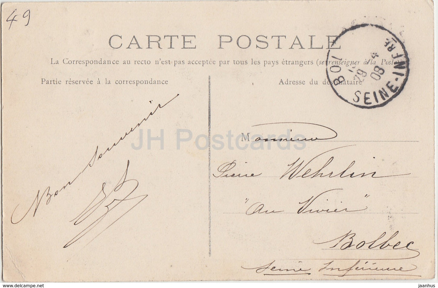 Saumur - Chateau Fort - castle - 7 - 1908 - old postcard - France - used