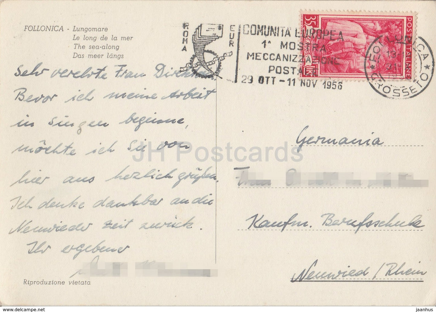 Follonica - Lungomare - The sea-along - 61 - Italy - 1956 - used
