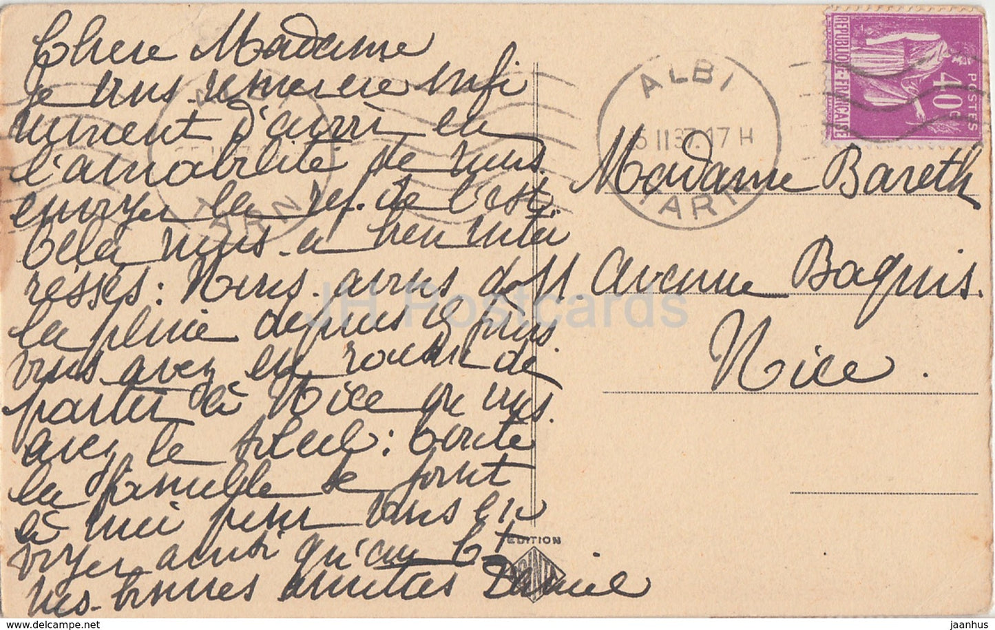 Toulouse - Le Cloitre du Musee et la Tour des Augustins - cloister - 38 - old postcard - 1937 - France - used