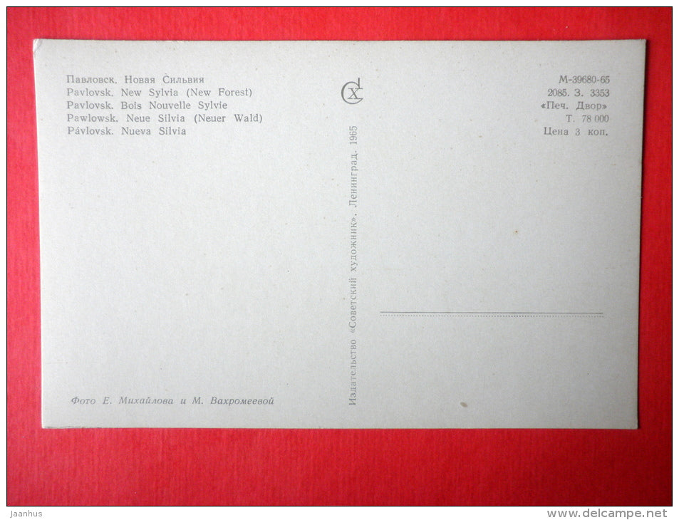 New Sylvia - New Forest - Pavlovsk - 1965 - Russia USSR - unused - JH Postcards