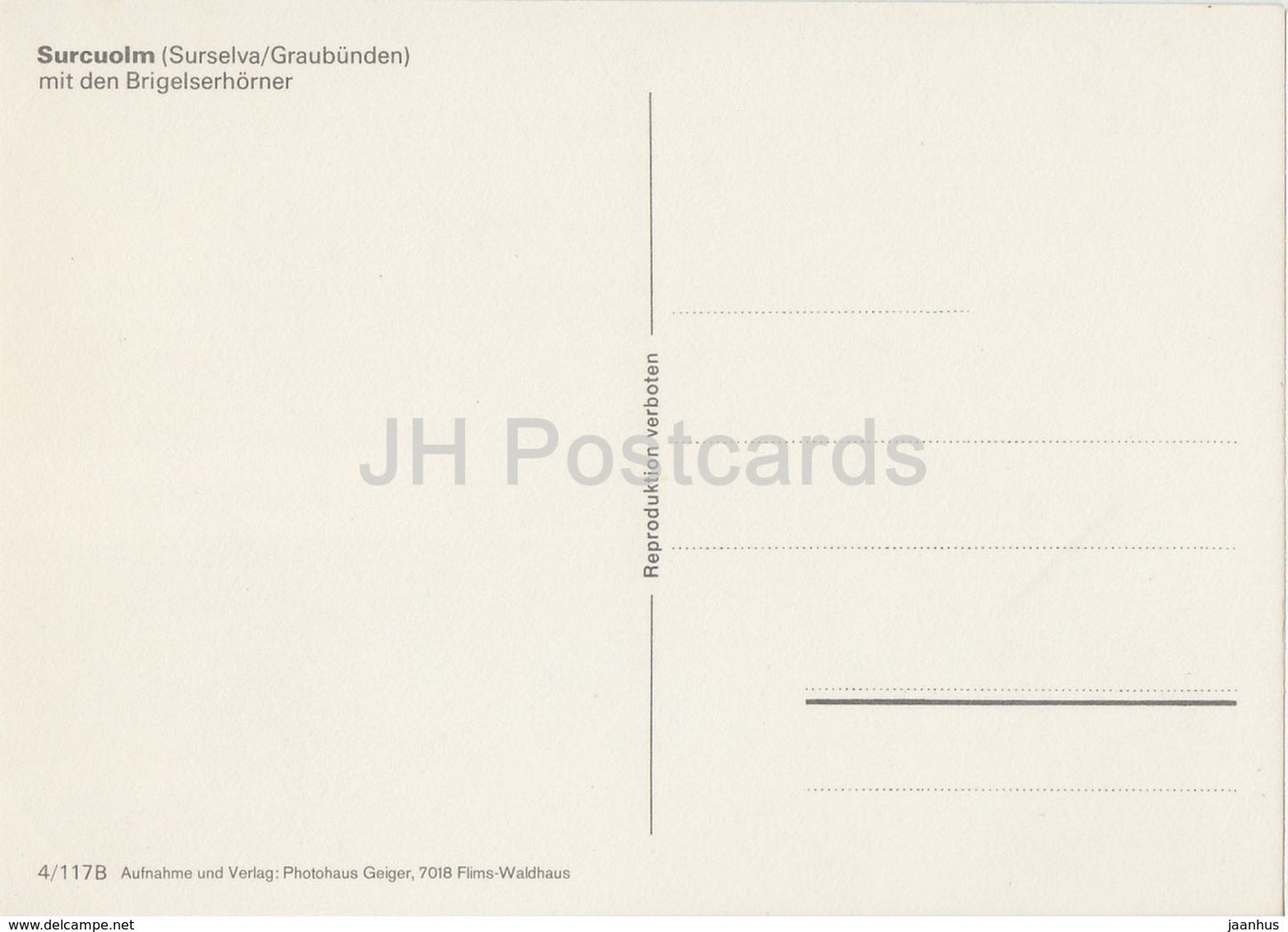 Surcuolm mit den Brigelserhorner - 323 - Switzerland - unused