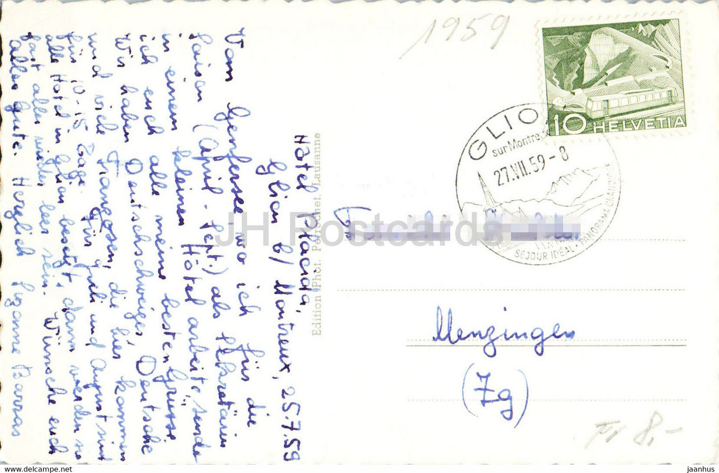 Chillon et Dents du Midi - Vus de Glion - 790 - carte postale ancienne - 1959 - Suisse - occasion