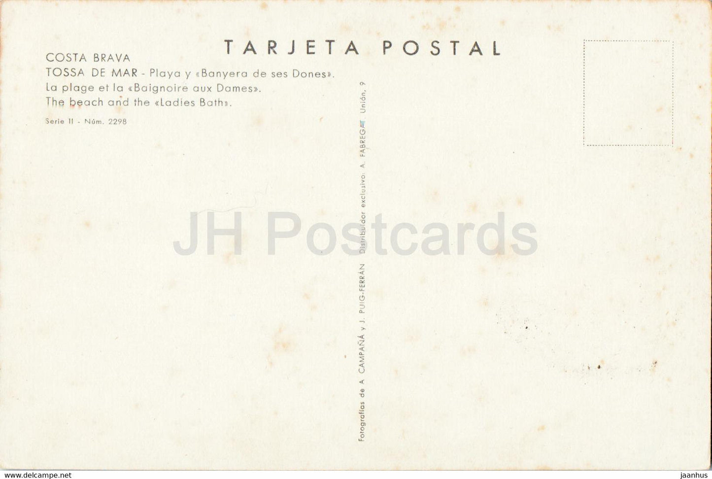 Costa Brava - Tossa de Mar - Playa y Banyera de ses Dones - plage - 2298 - Espagne - inutilisé
