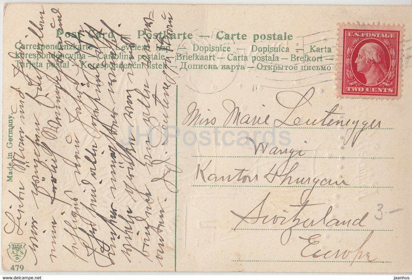 Carte de vœux de Noël - Frohliche Weihnachten - pommes de sapin - hiver - 479 - carte postale ancienne - Allemagne - inutilisée