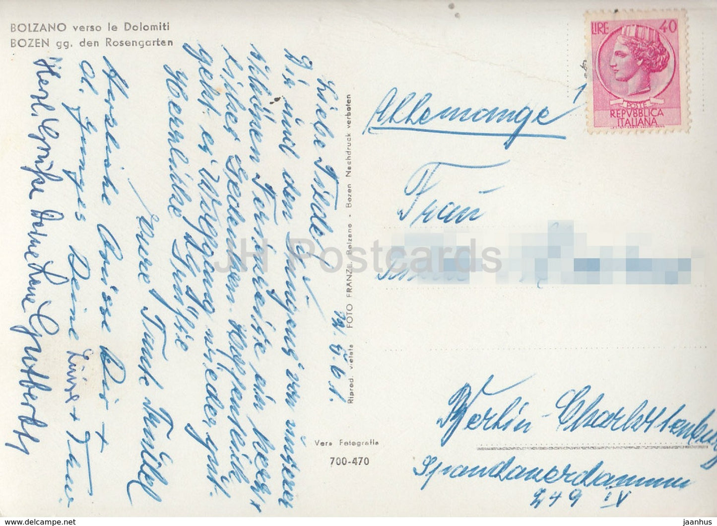 Bolzano verso le Dolomiti - Bozen gg. den Rosengarten - Italy - 1961 - used