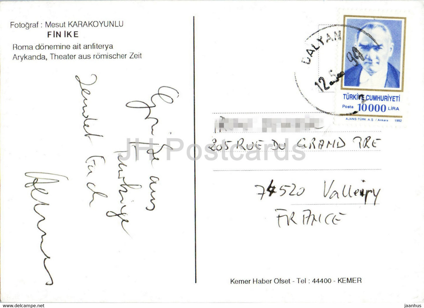 Finike - Arykanda - Roman age theatre - ancient world - 1994 - Turkey - used