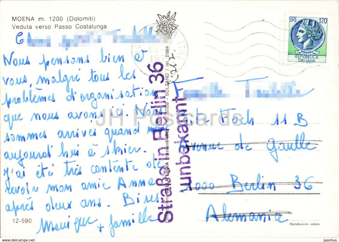Moena 1200 m - Veduta verso Passo Costalunga - Dolomiti - Italy - used