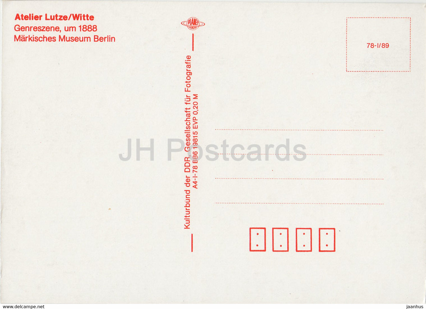 Atelier Lutze Witte - Genreszene um 1888 - Markisches Museum Berlin - DDR Germany - unused