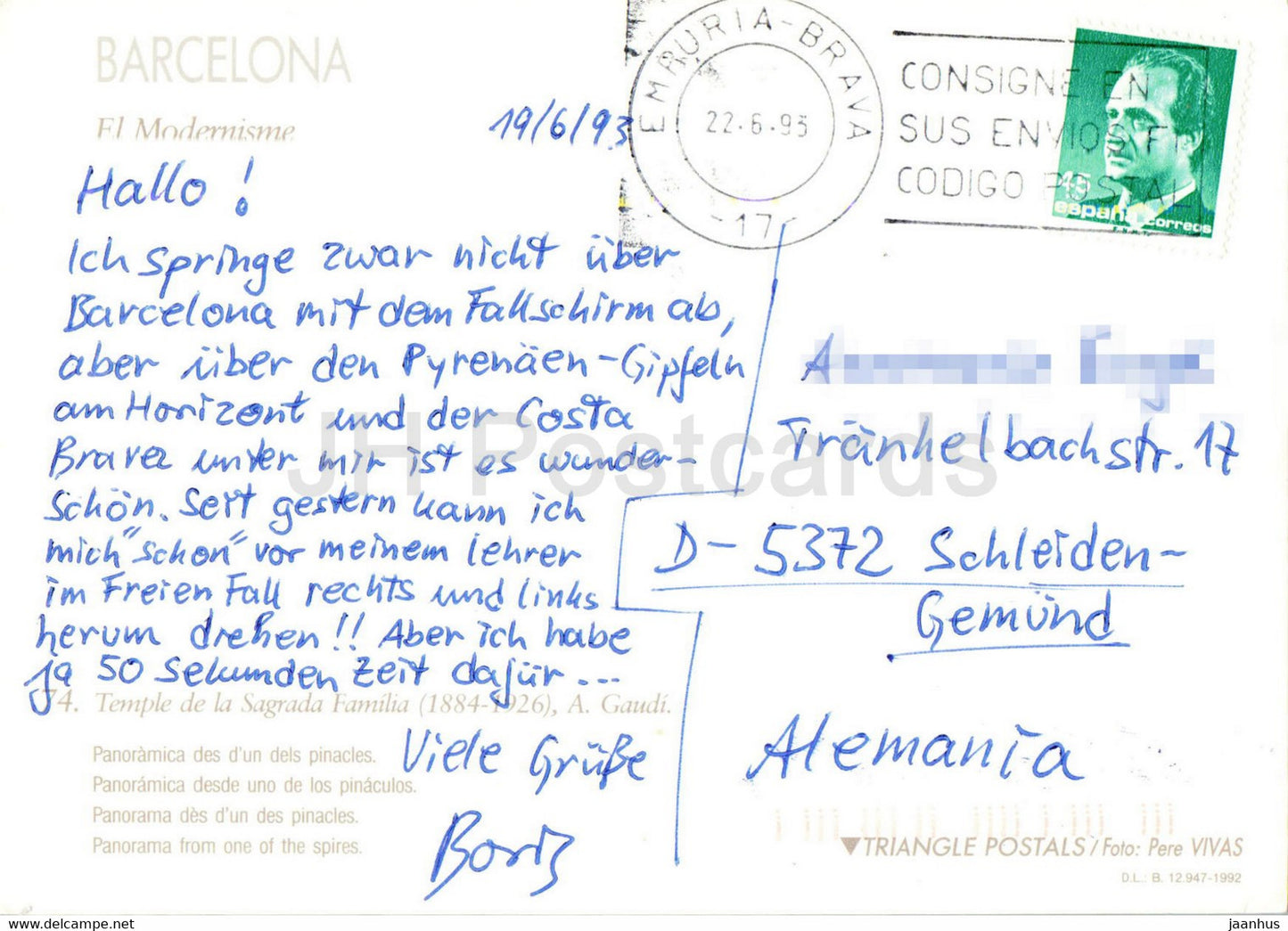 Barcelone - panoramique desde uno de los pinaculos - panorama - 4832 - 1993 - Espagne - utilisé