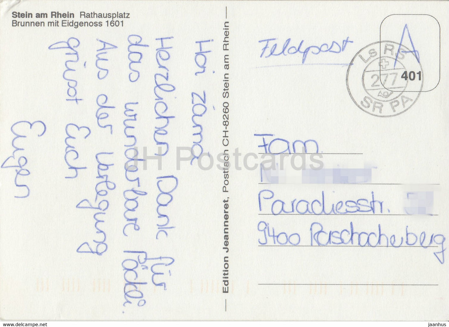 Grusse aus Stein am Rhein - Rathausplatz - Place de la Ville - Feldpost - Suisse - occasion