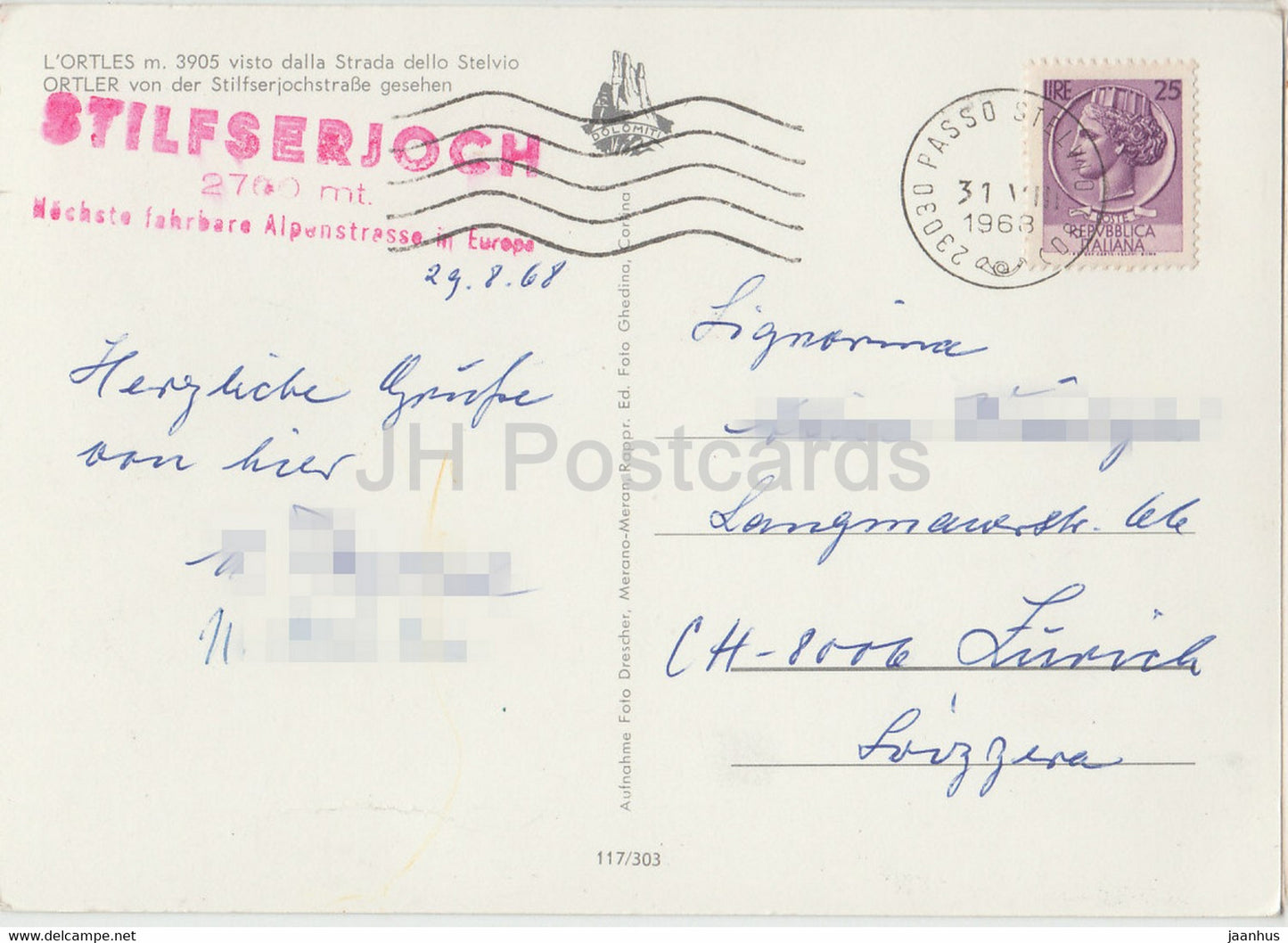 L'Ortles 3905 m visto dalla Strada dello Stelvio - Ortler - 1968 - Italy - Italia - used