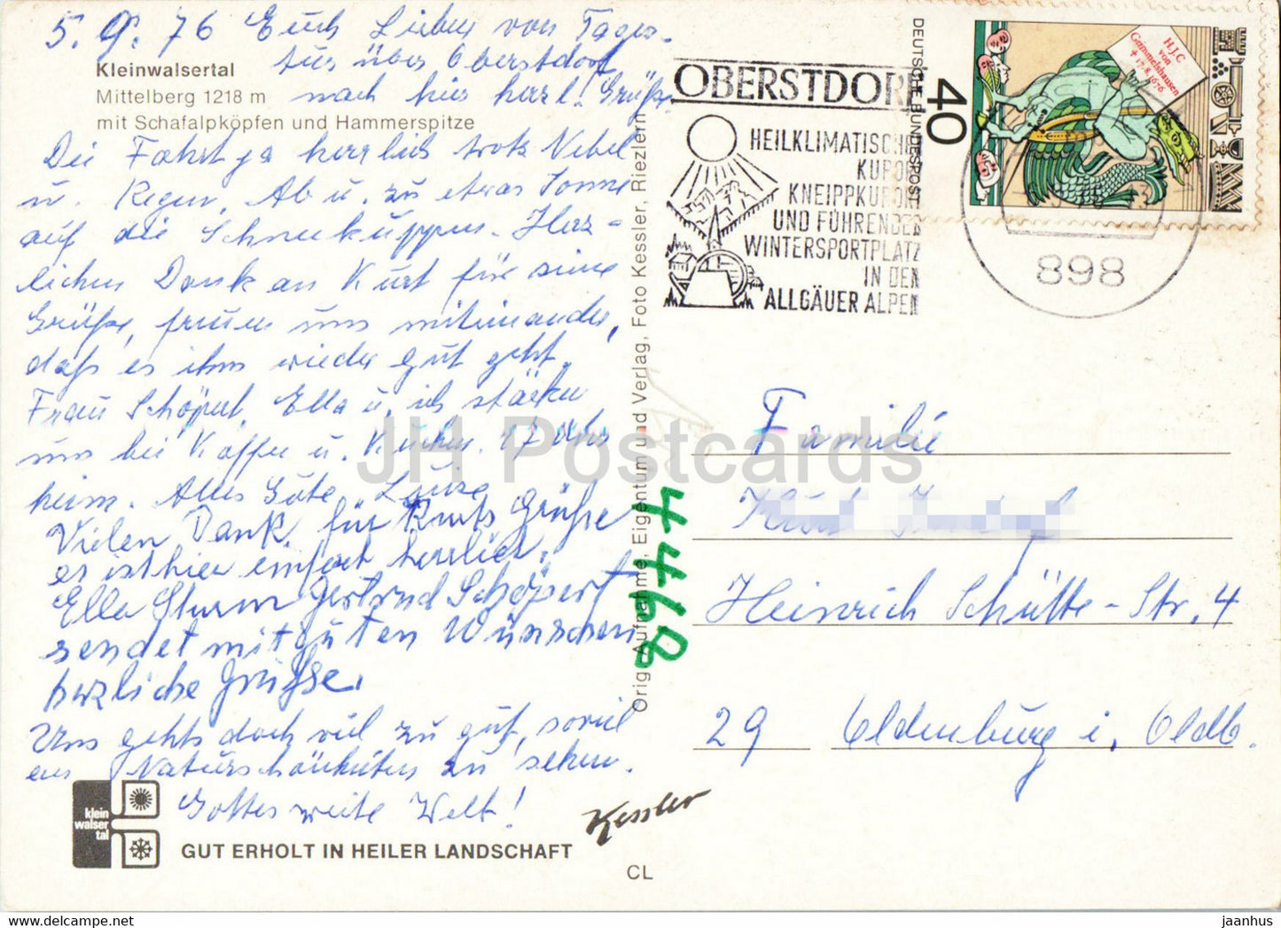 Kleinwalsertal - Mittelberg 1218 m - Schafalpkopfen - Hammerspitze - 1976 - Austria - used