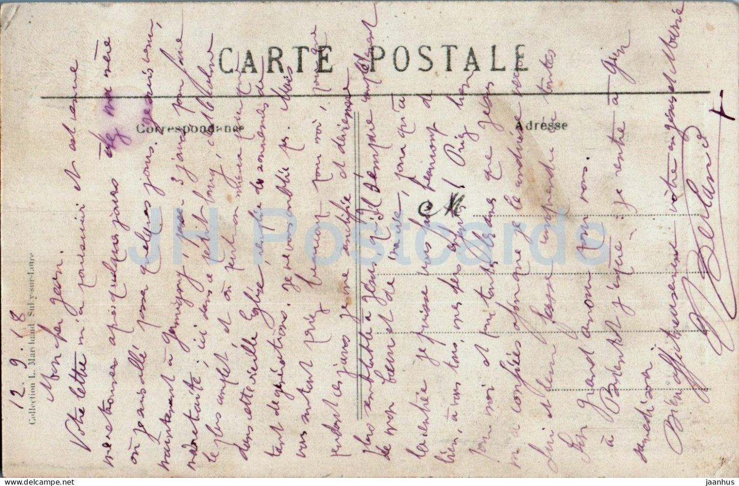 Germigny des Pres par Chateauneuf - Eglise Romano Byzantine - église - 5 - carte postale ancienne - 1918 - France - utilisé