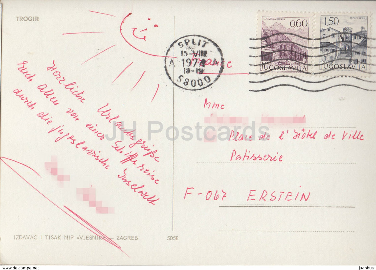 Pozdrav iz Trogira - Trogir - street view - architecture - multiview - 1974 - Yugoslavia - Croatia - used