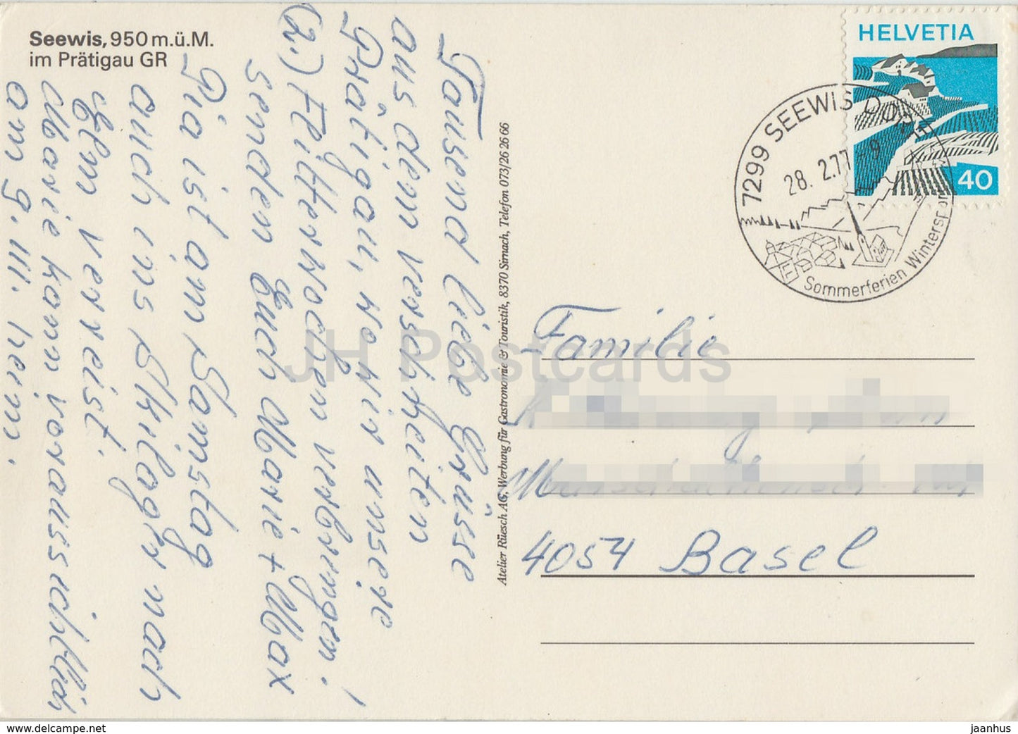 Seewis im Pratigau 950 m - 1977 - Suisse - occasion