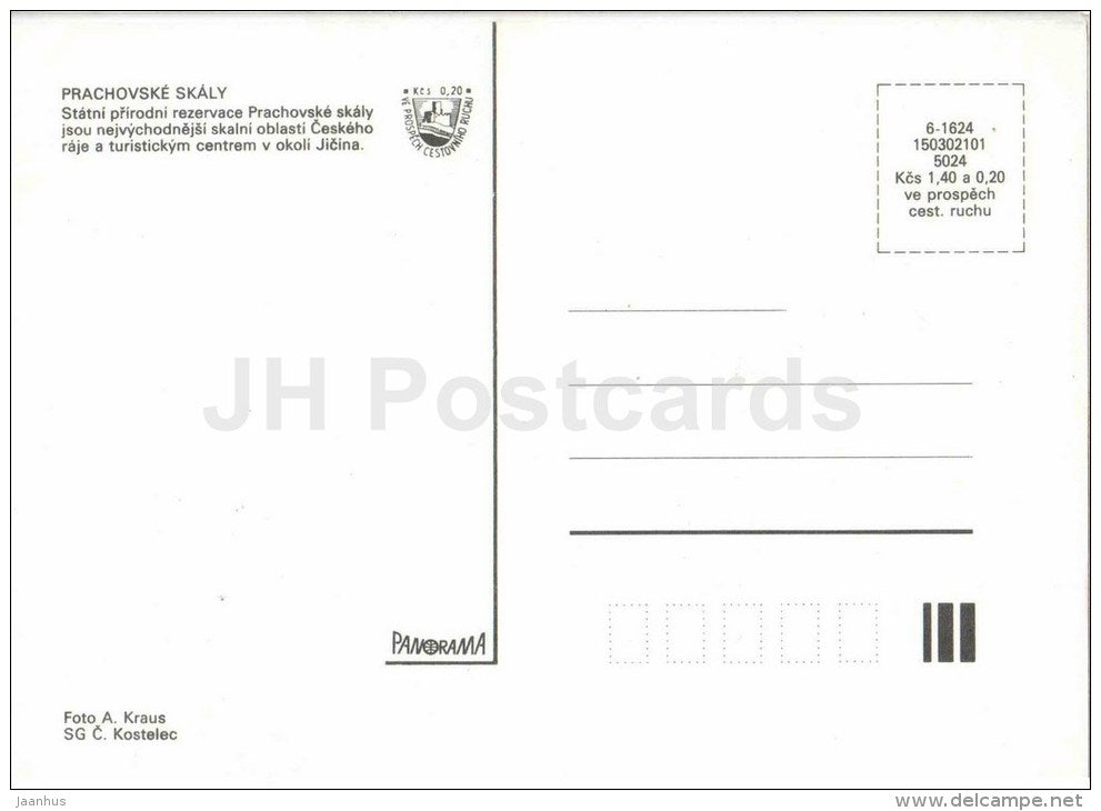 Prachovske Skaly - rock formations - Czechoslovakia - Czech - unused - JH Postcards