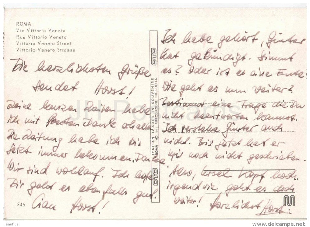 Via Vittorio Veneto - street - Roma - Rome - 346 - Italia - Italy - used - JH Postcards