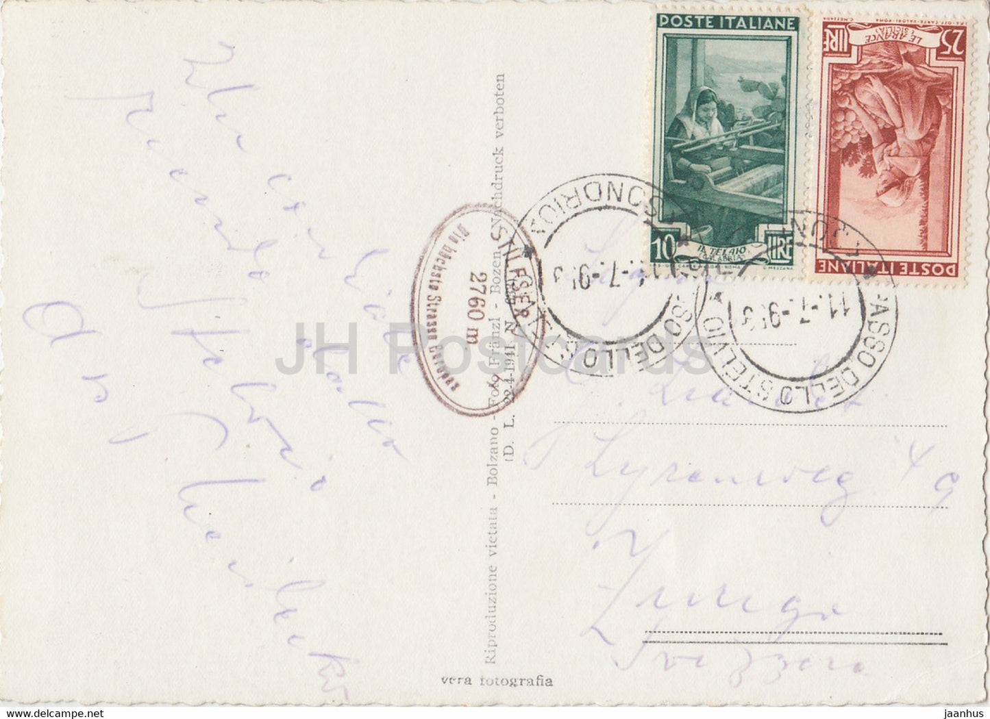 Passo dello Stelvio - Refugio Livrio - Stilfserjoch mit Ortler - old postcard - 1950s - Italy - used