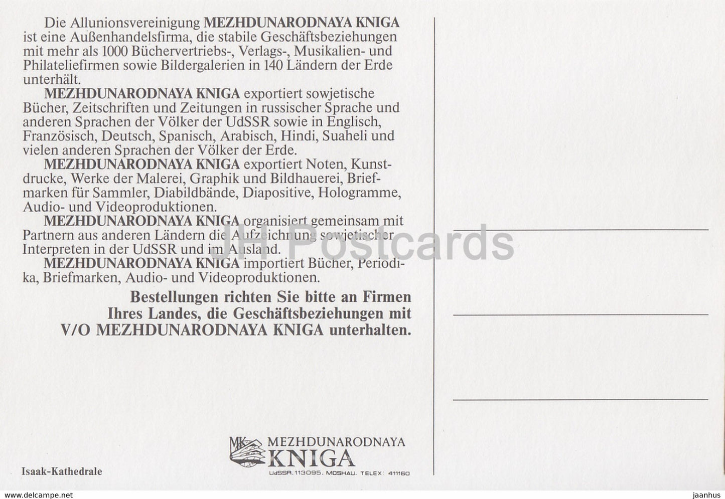 Leningrad - St Petersburg - St Isaac's Cathedral - Russia USSR - unused