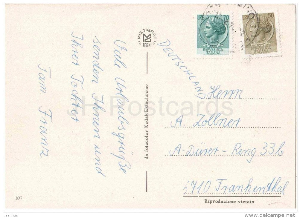 Urbino - Marche - 107 - Italia - Italy - sent from Italy Urbino to Germany - JH Postcards