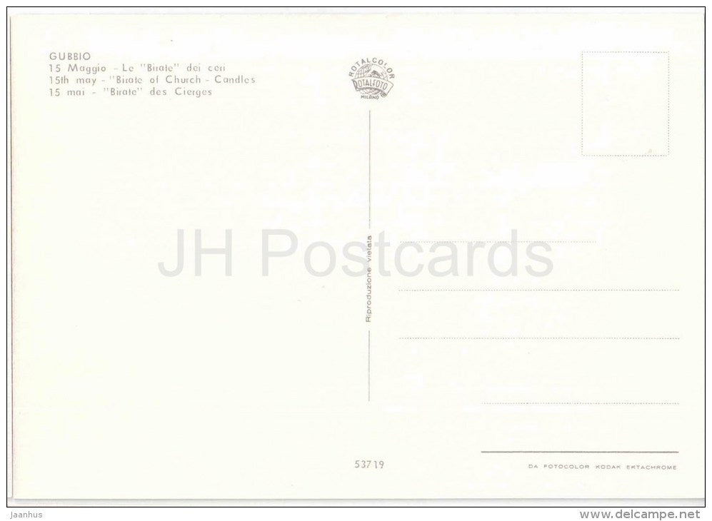 15 Maggio , Le Birate dei ceri - 15th May Birate of Church - Gubbio - Perugia - Umbria - 53719 - Italia - Italy - unused - JH Postcards