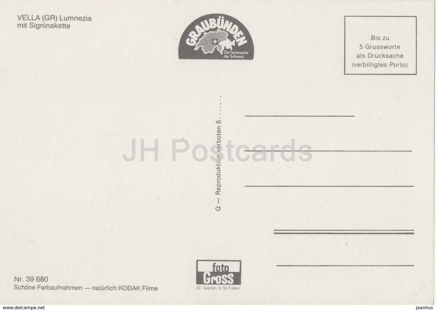Vella Lumnezia mit Signinakette - 39680 - Suisse - inutilisé